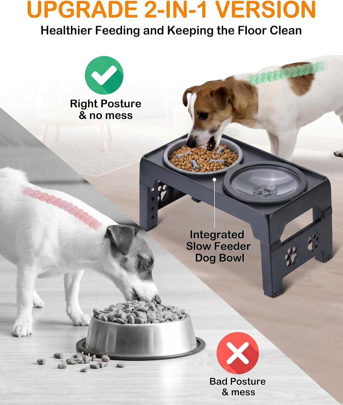 Collapsible Dog Bowls with Raised Adjustable Stand