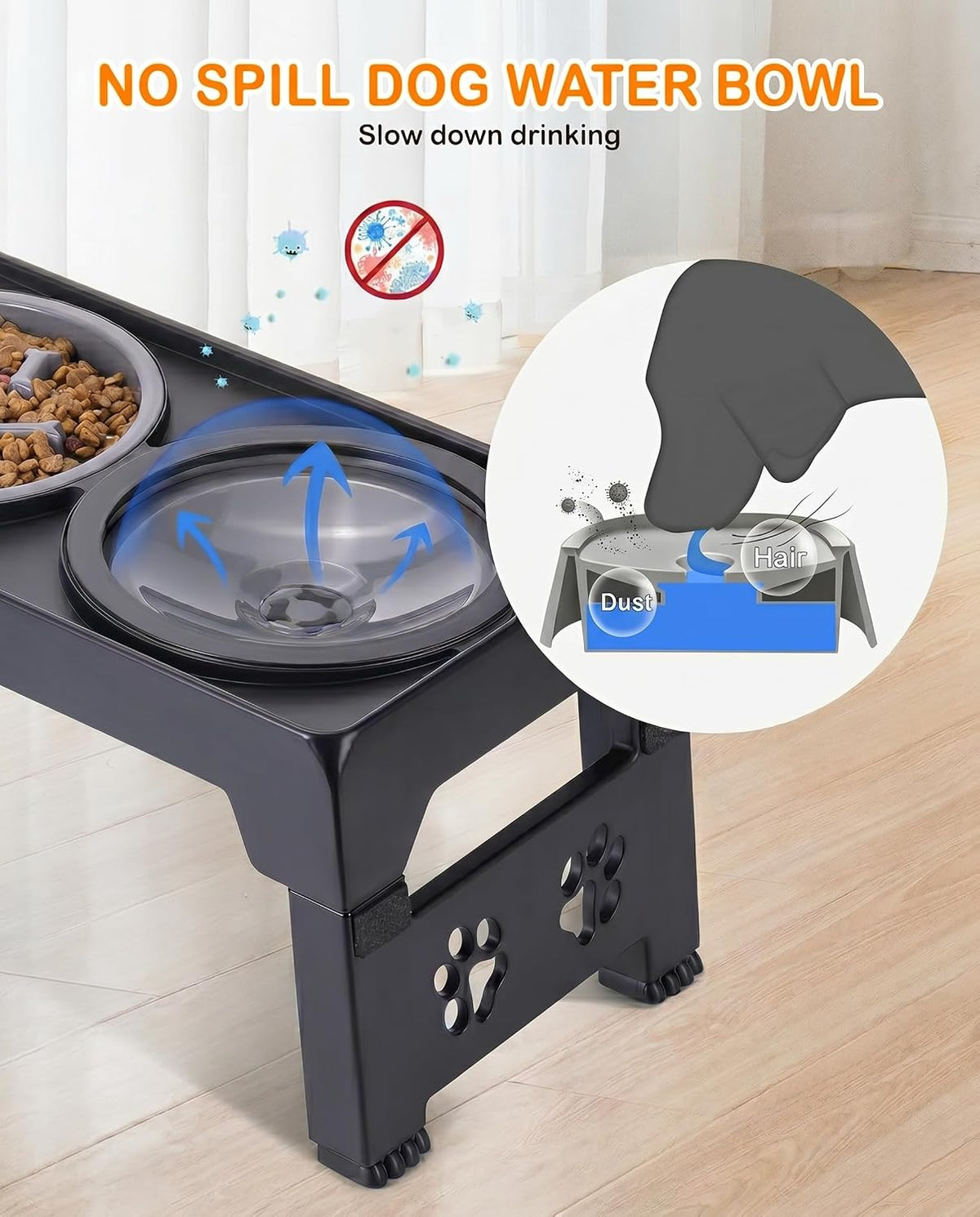 Collapsible Dog Bowls with Raised Adjustable Stand