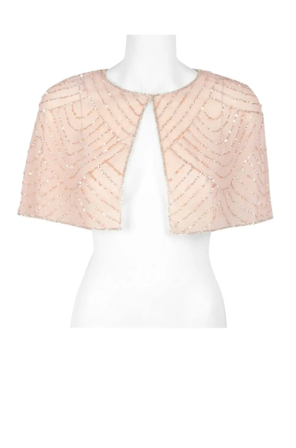 Adrianna Papell Elegant Embellished Mesh Crew Neck Jacket