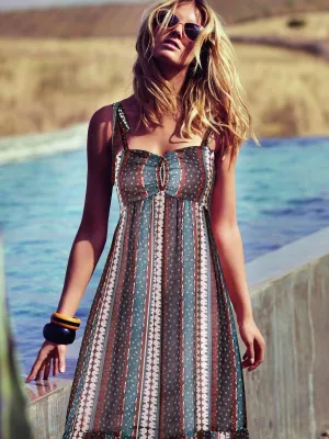 Alisa Pan Sleeveless Boho Printed Maxi Dress