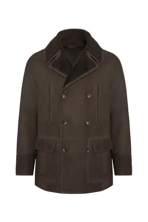 Anthony Men's Shearling Double Breasted Coat - Brown