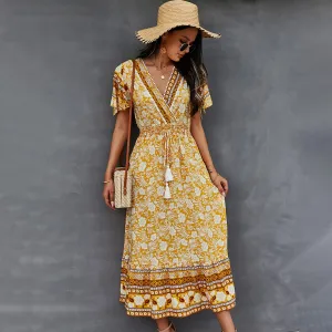 BerriesJam - 2024 Printed Boho Hippie Beach Casual Maxi Dress