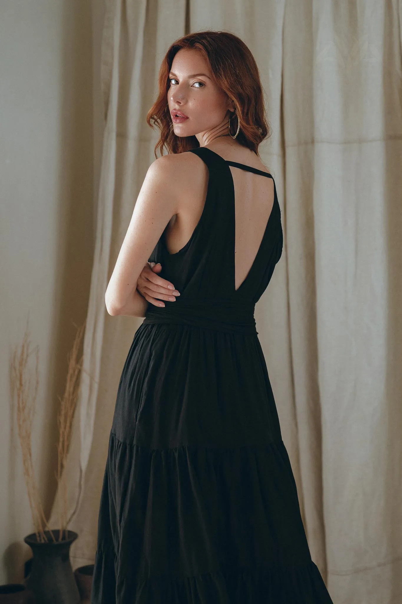 Black A line Bridesmaid Dress • Boho Maternity Organic Cotton Dress