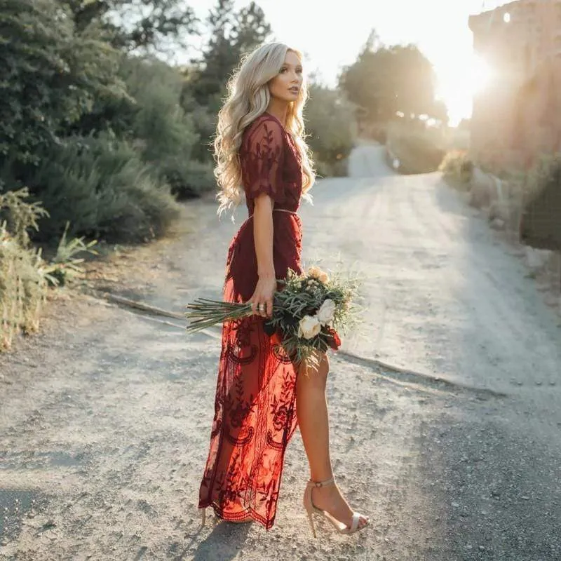 Boho Lace Tulle Maxi Dress