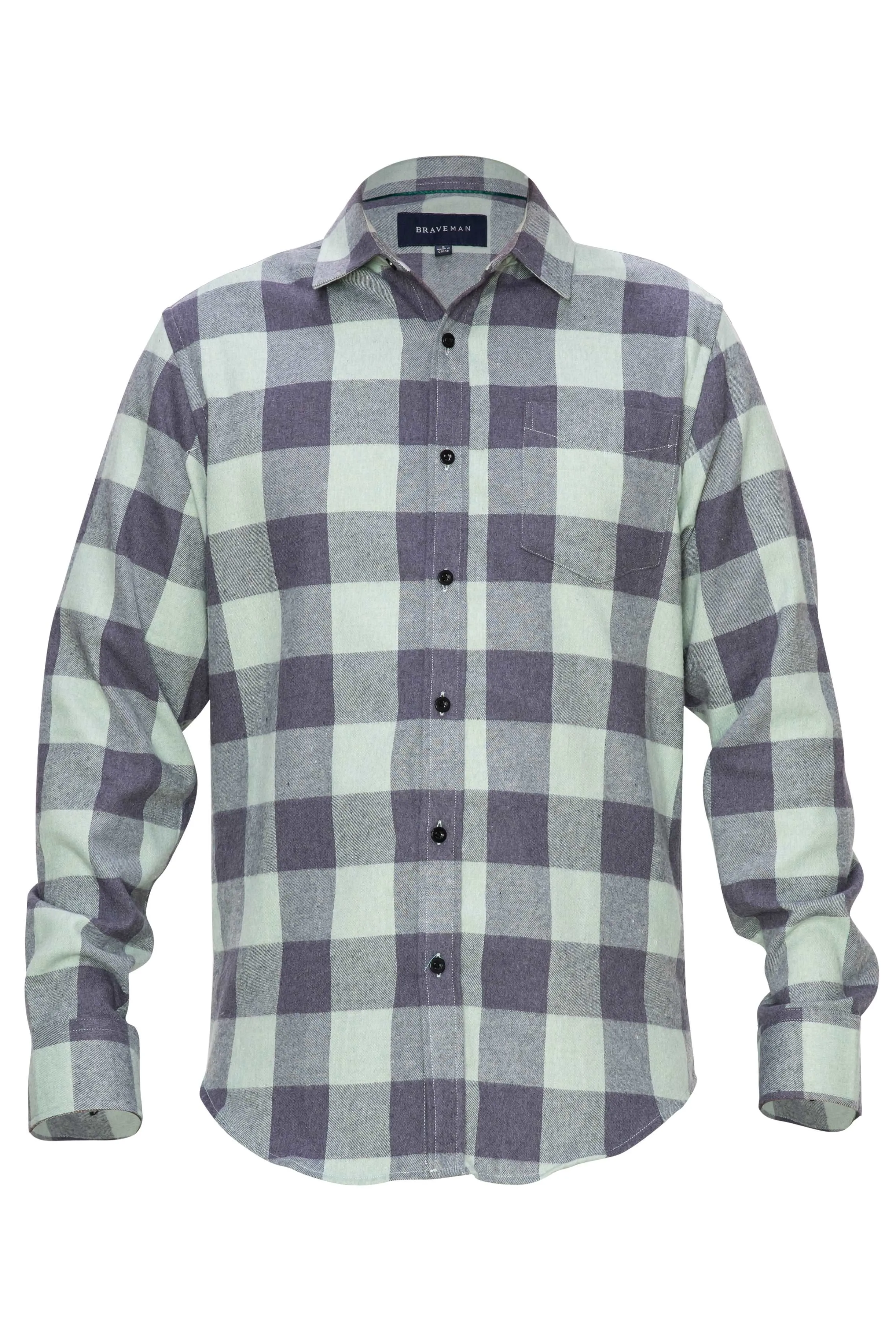 Braveman Men's Buffalo Plaid Button Down Classic Fit Flannel Shirt