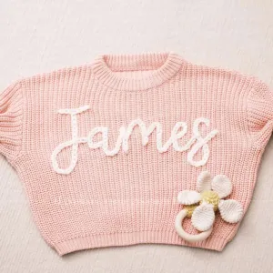 Cherished Custom Baby Sweaters, Baby Shower Gift, Personalized Toddler Knit Sweater KS04