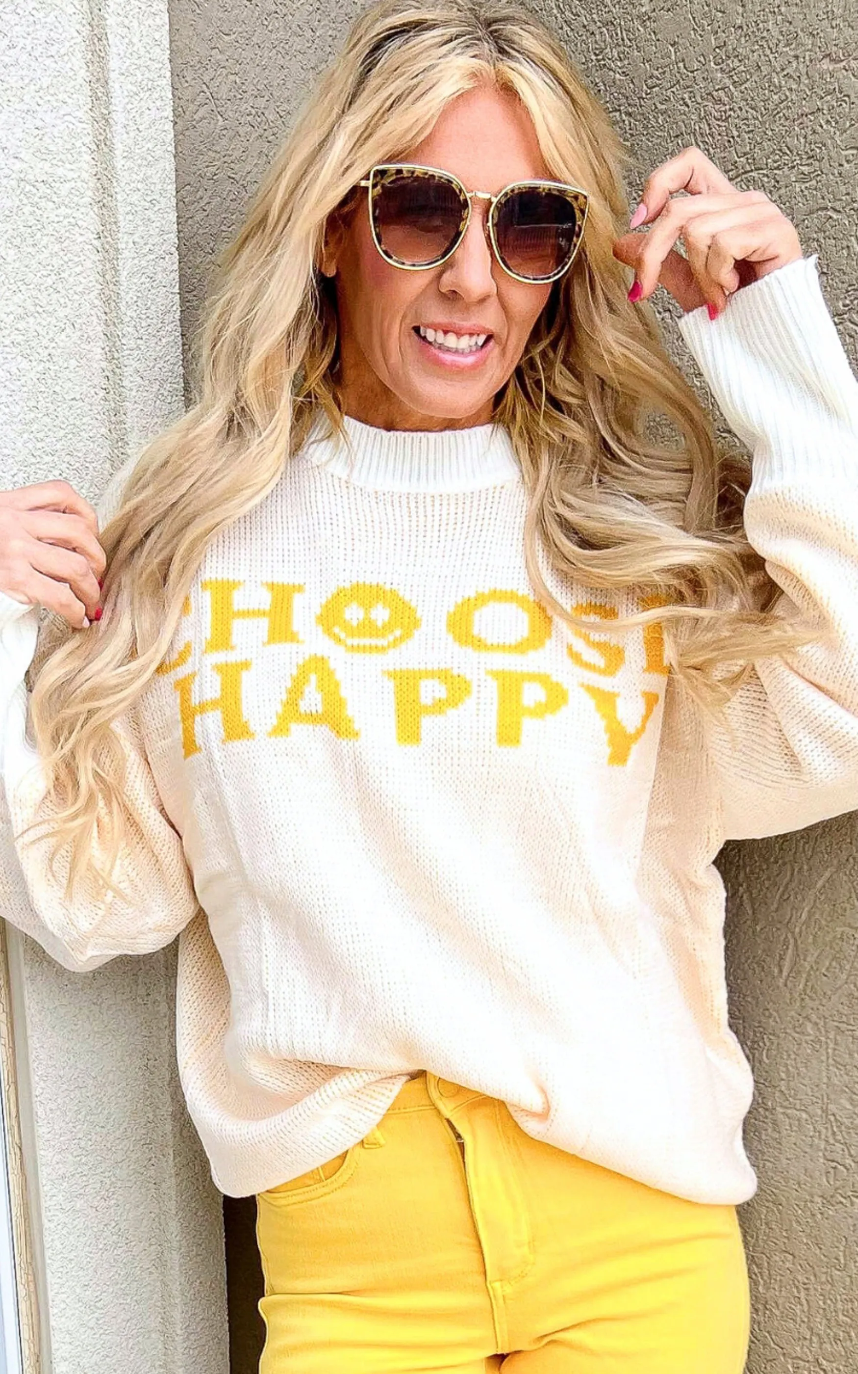 Choose Happy Oversized Sweater - Final Sale