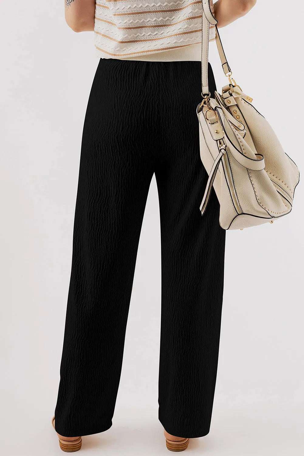 Crinkle Texture Drawstring Pants