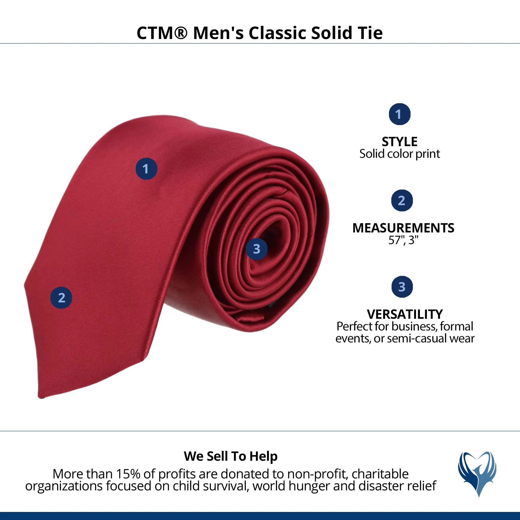 CTM® Men's Classic Solid Tie