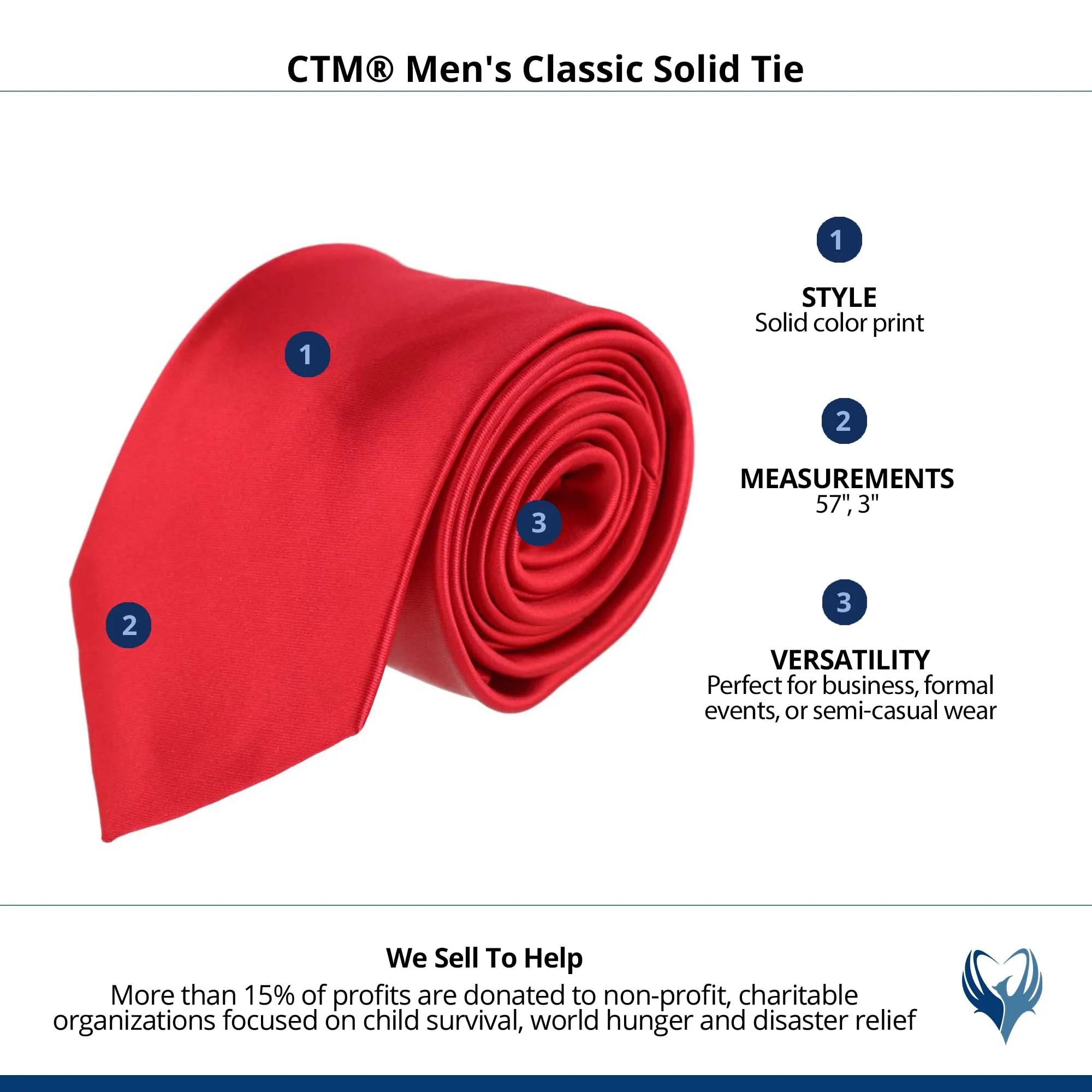 CTM® Men's Classic Solid Tie