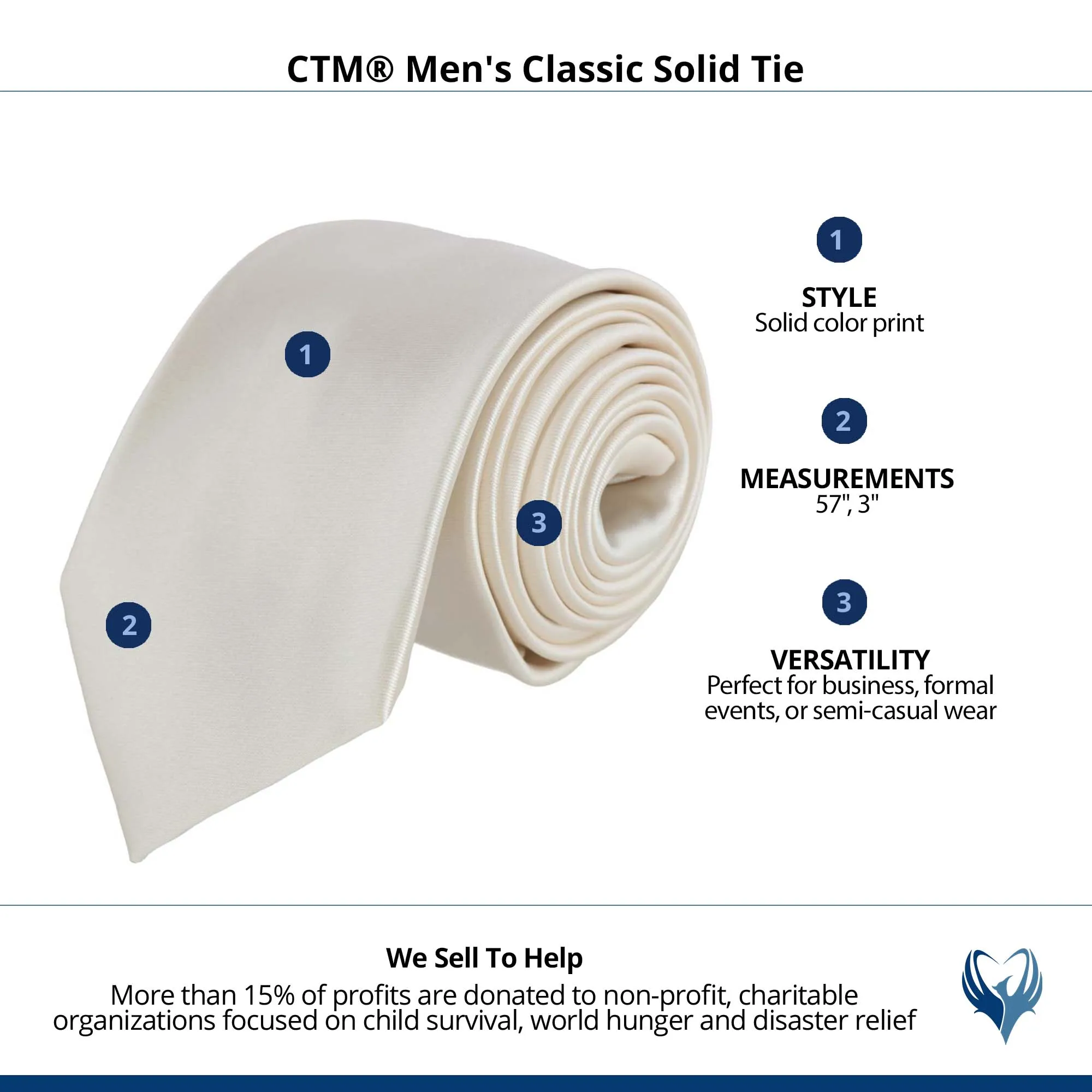 CTM® Men's Classic Solid Tie