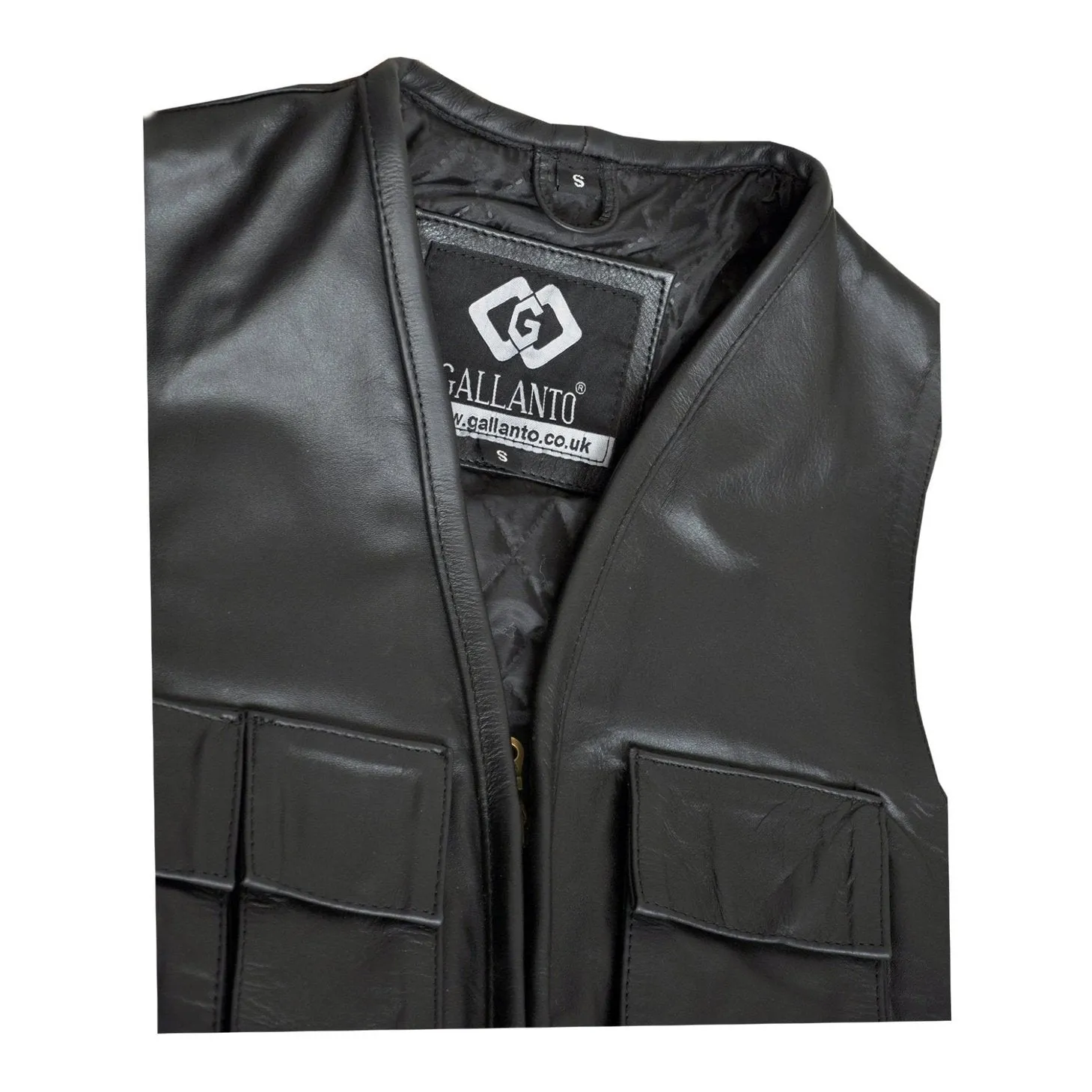 Fisherman Multi-Pockets Black Leather Motorcycle Vest Waistcoat