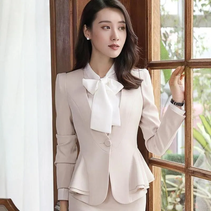 Formal Business Ruffles Slim V Neck Blazer Jacket