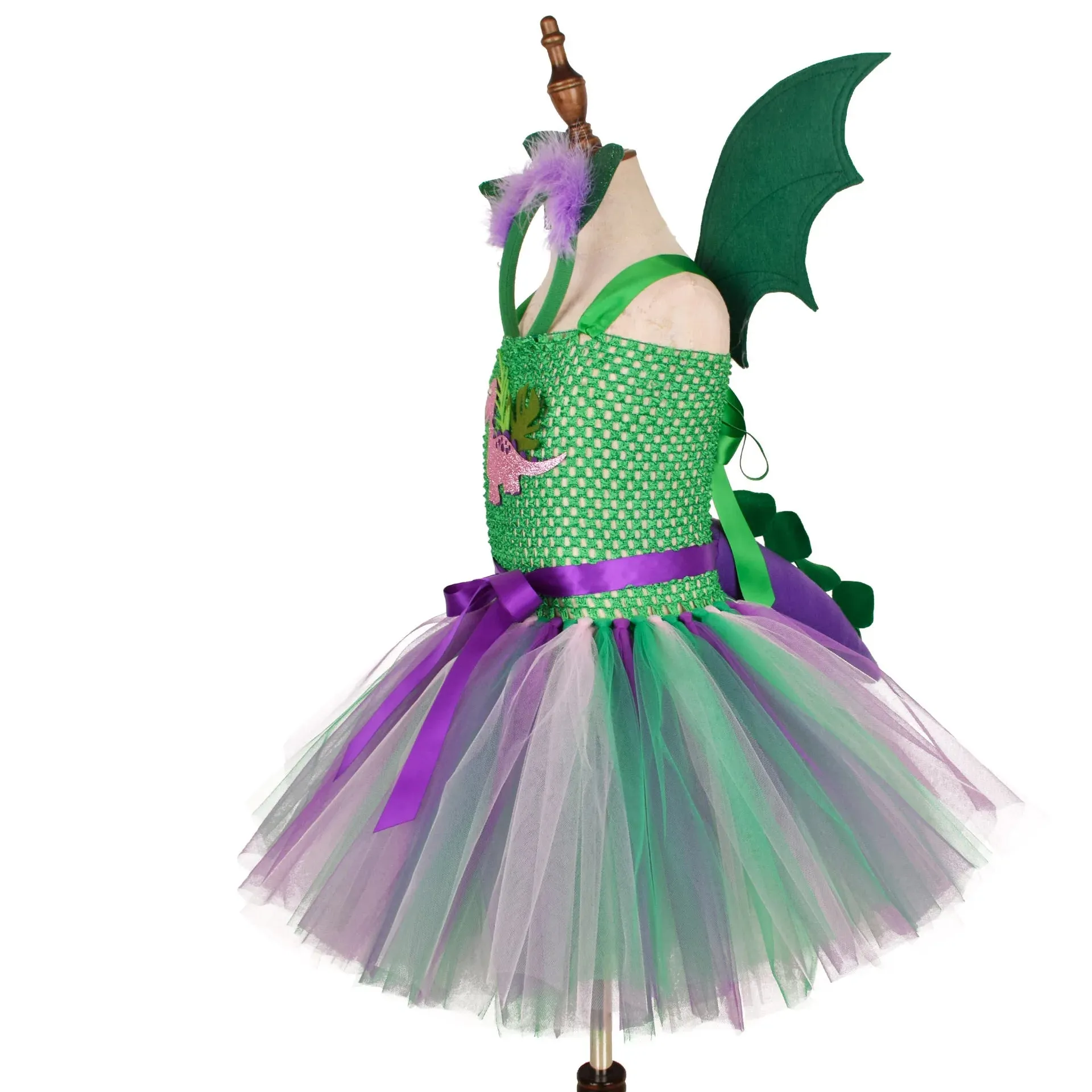 Girls Dragon Dinosaur Cosplay Tutu Dresses