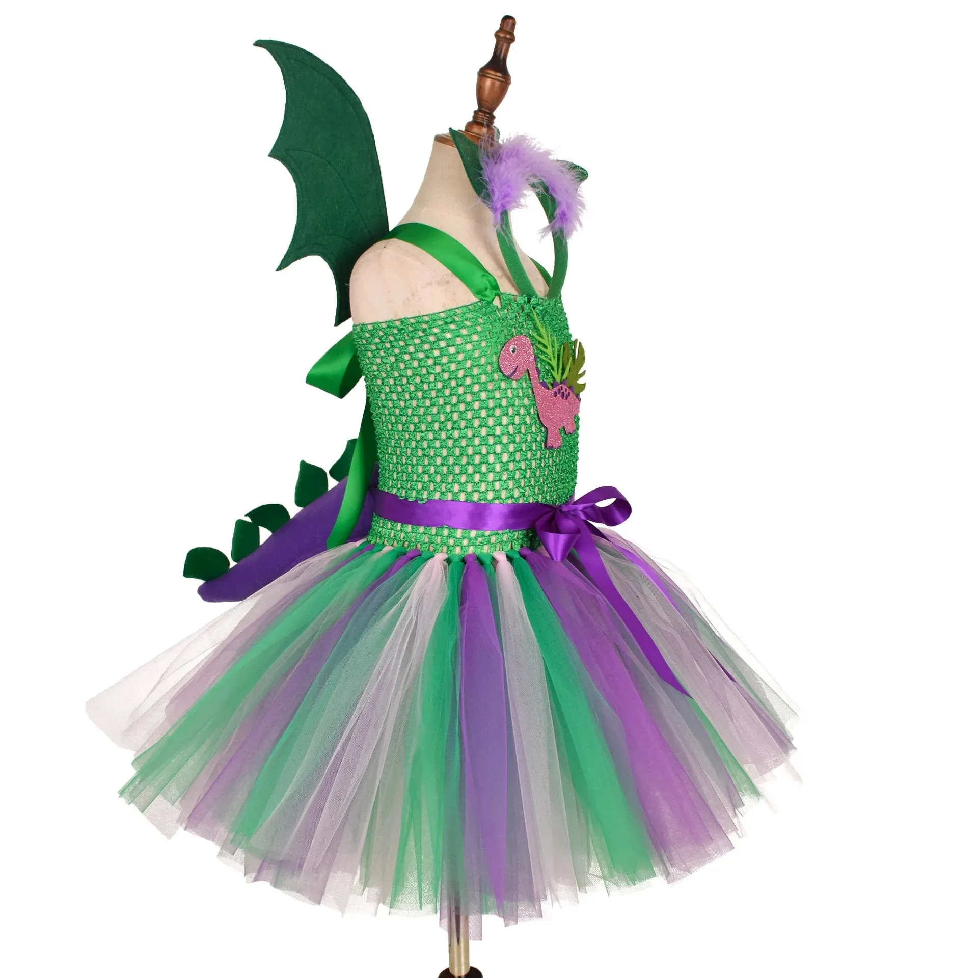 Girls Dragon Dinosaur Cosplay Tutu Dresses