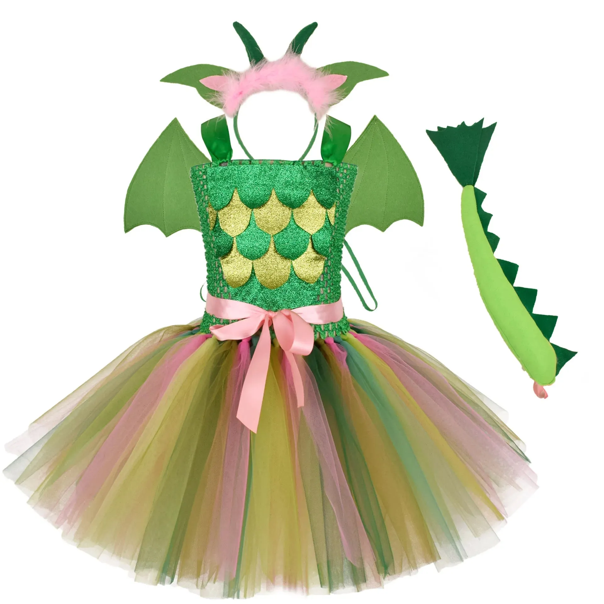 Girls Dragon Dinosaur Cosplay Tutu Dresses