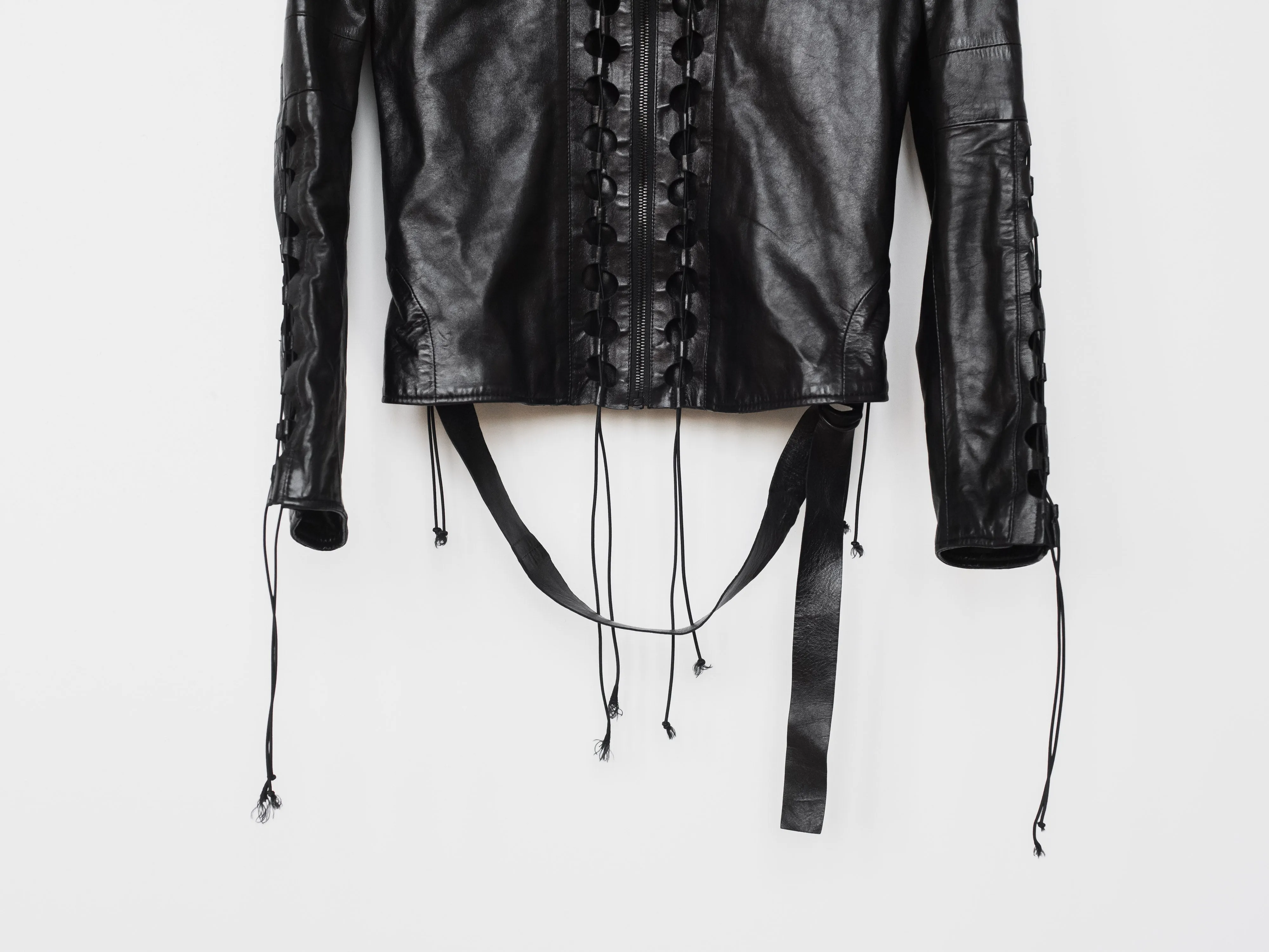 Helmut Lang SS01 Lace Up Corset Leather Jacket