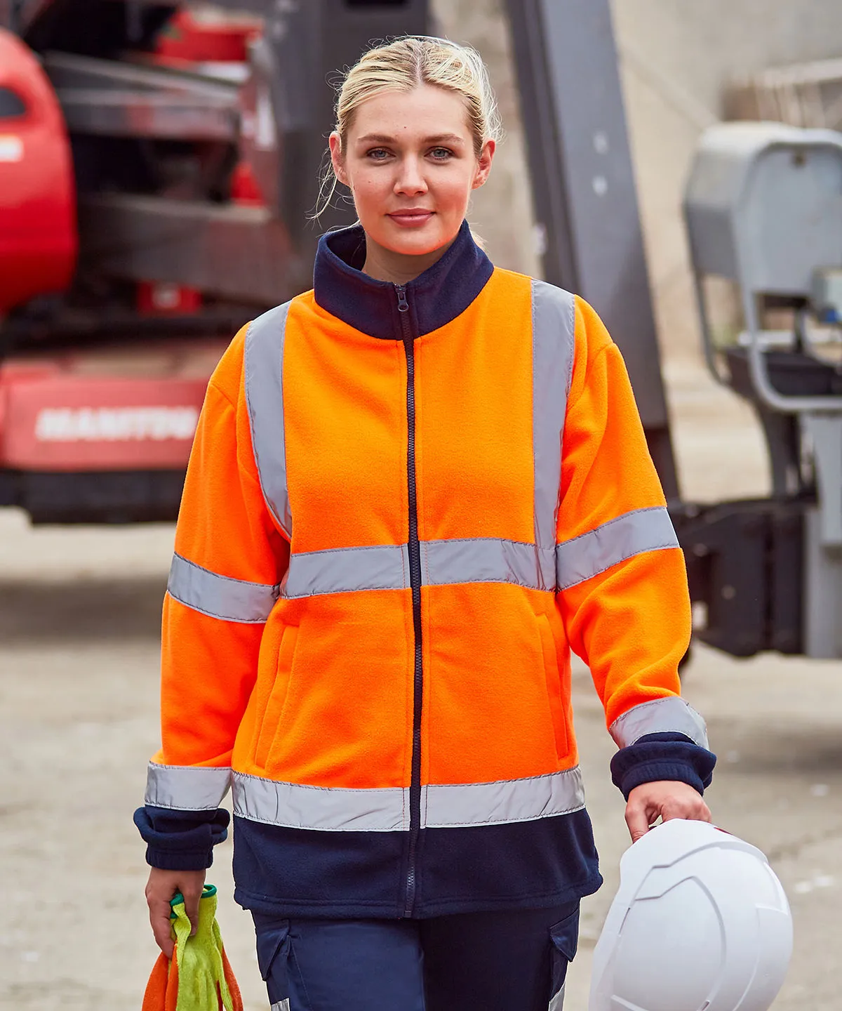 High visibility full-zip fleece | HV Orange/Navy