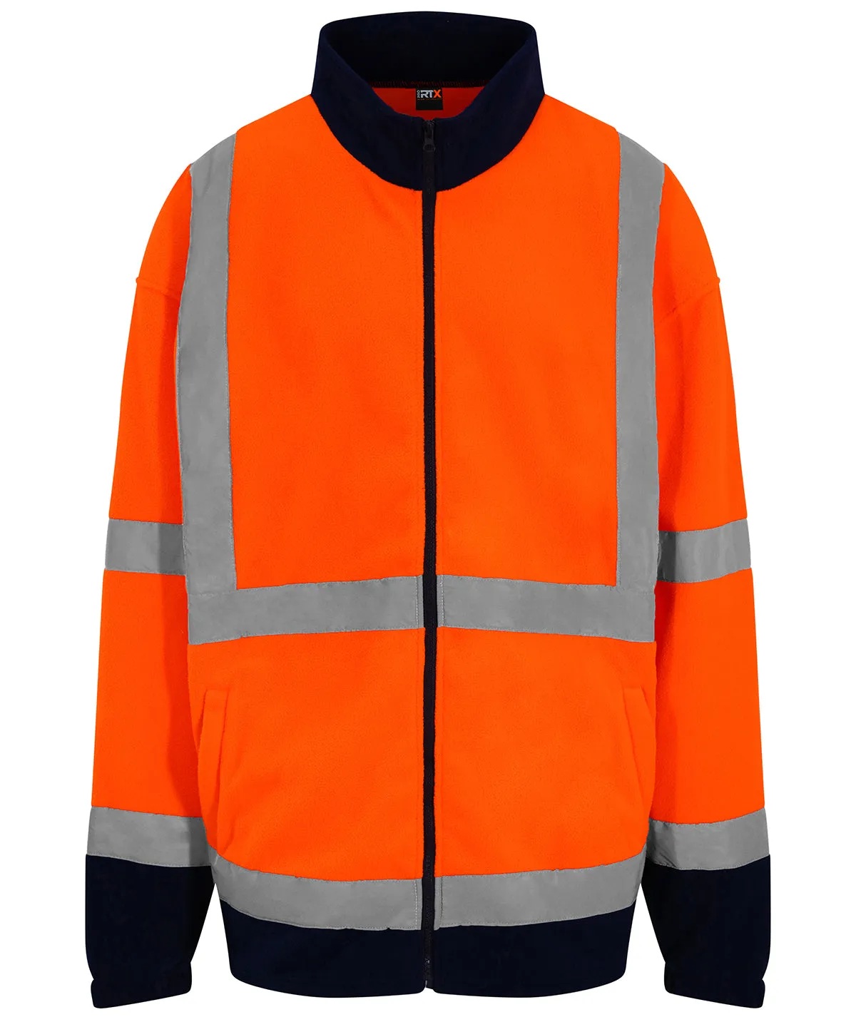 High visibility full-zip fleece | HV Orange/Navy