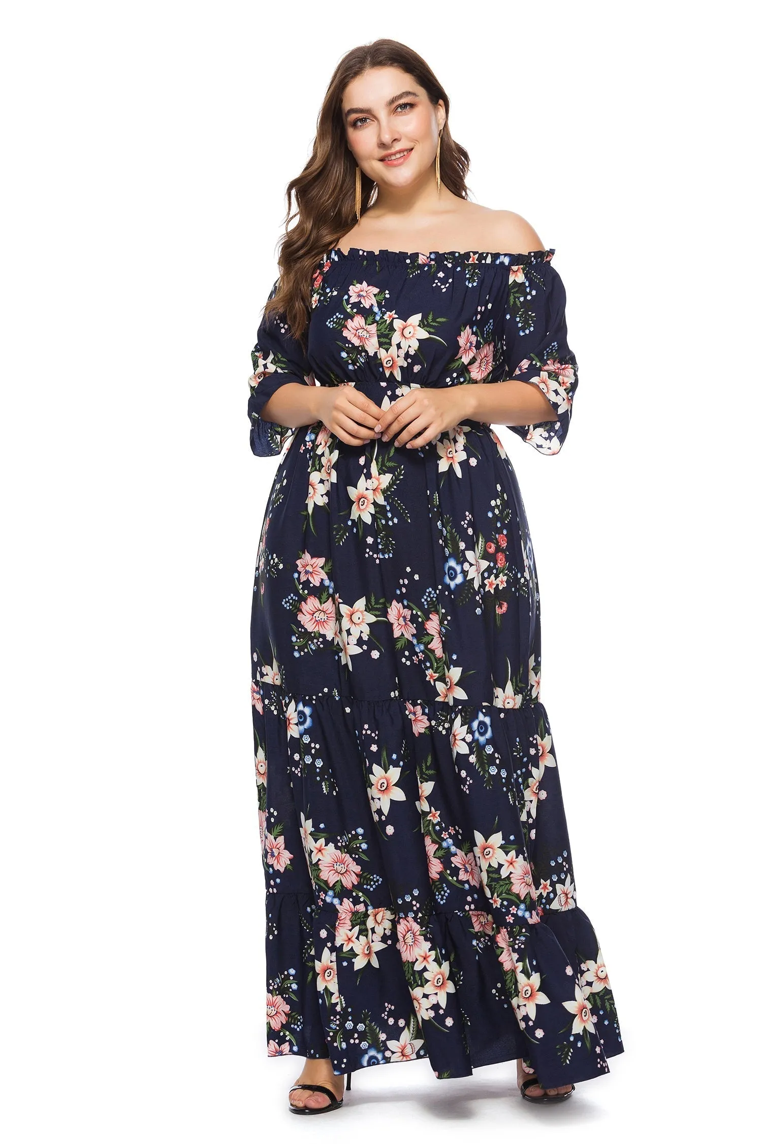 KittenAlarm - One-Neck Fat Bohemian Large Size Dress