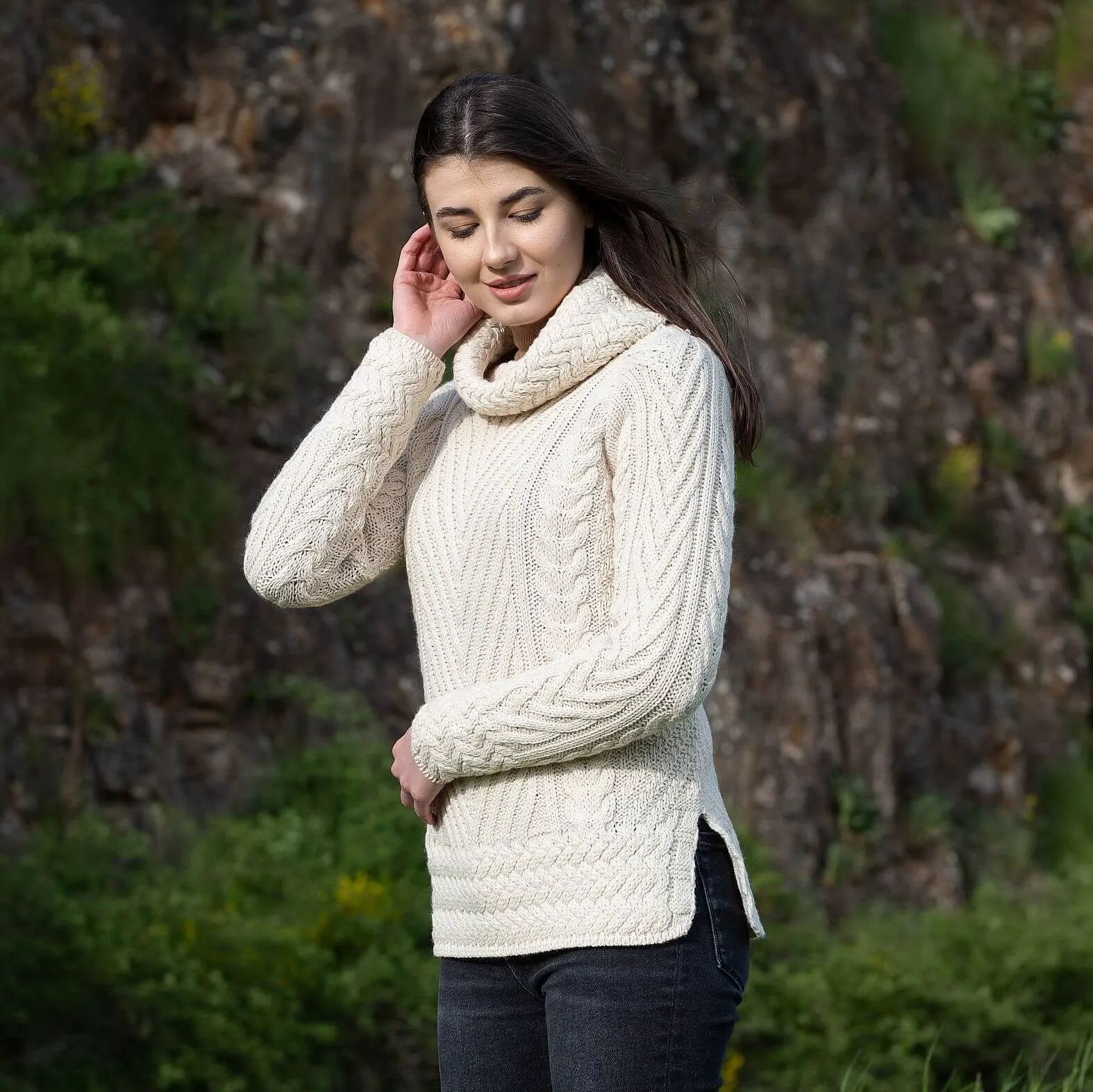 Ladies Irish Aran Turtleneck Sweater