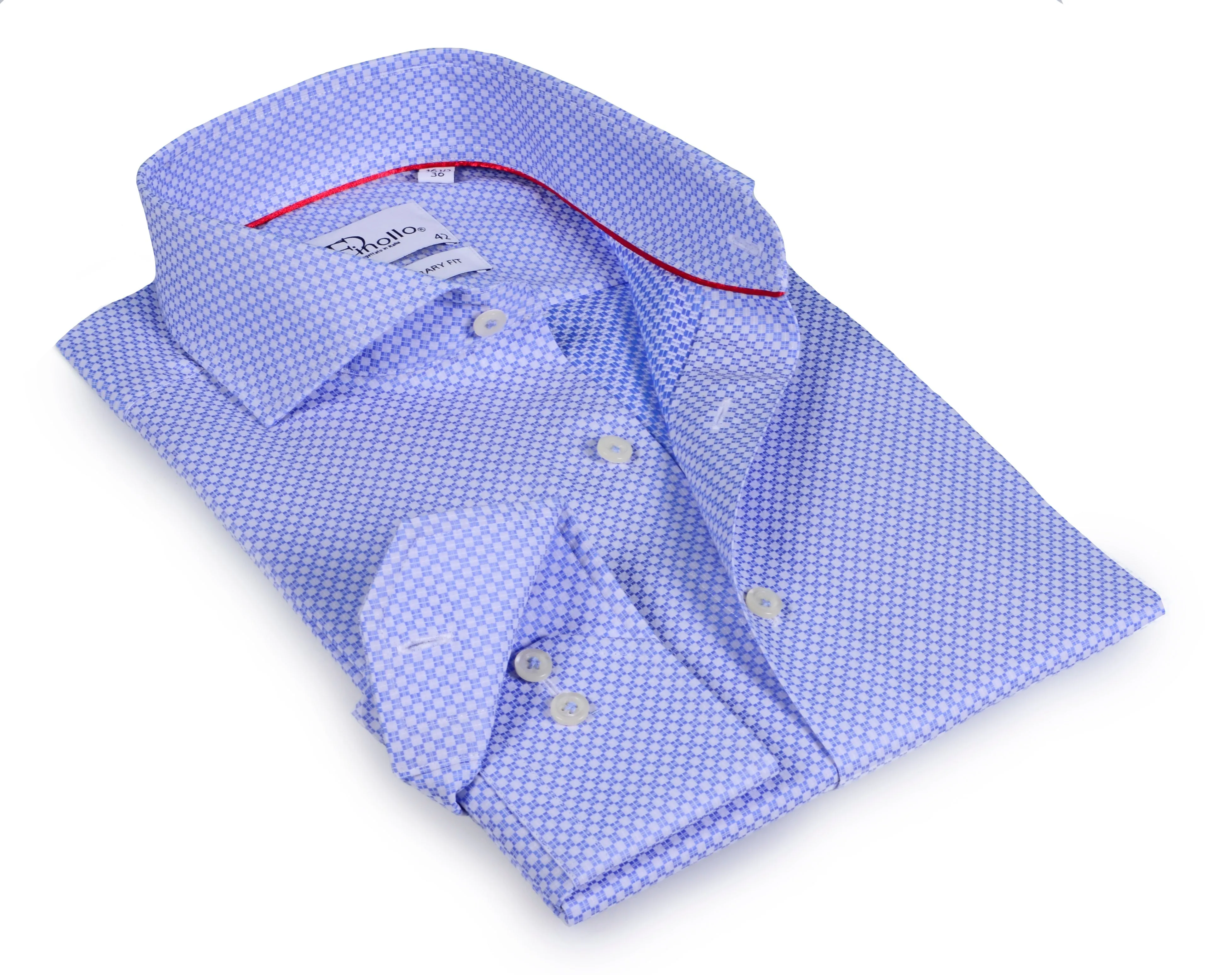 Lt Blue Long Sleeve Shirt with contract trimming // Dual cuffs// contemporary fit