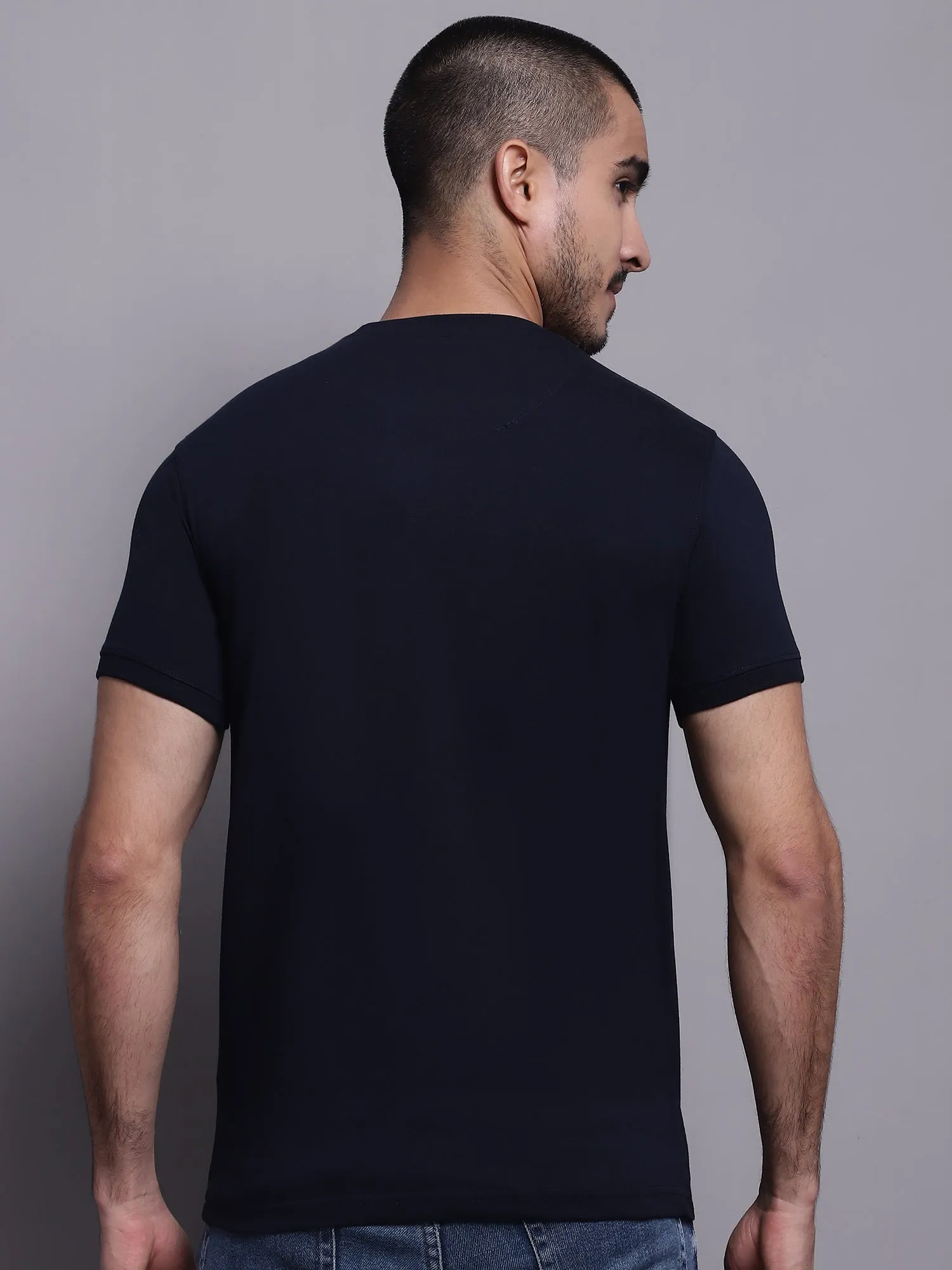 Men Casual Navy Blue T-Shirt