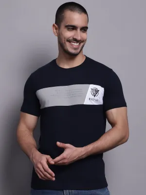 Men Casual Navy Blue T-Shirt