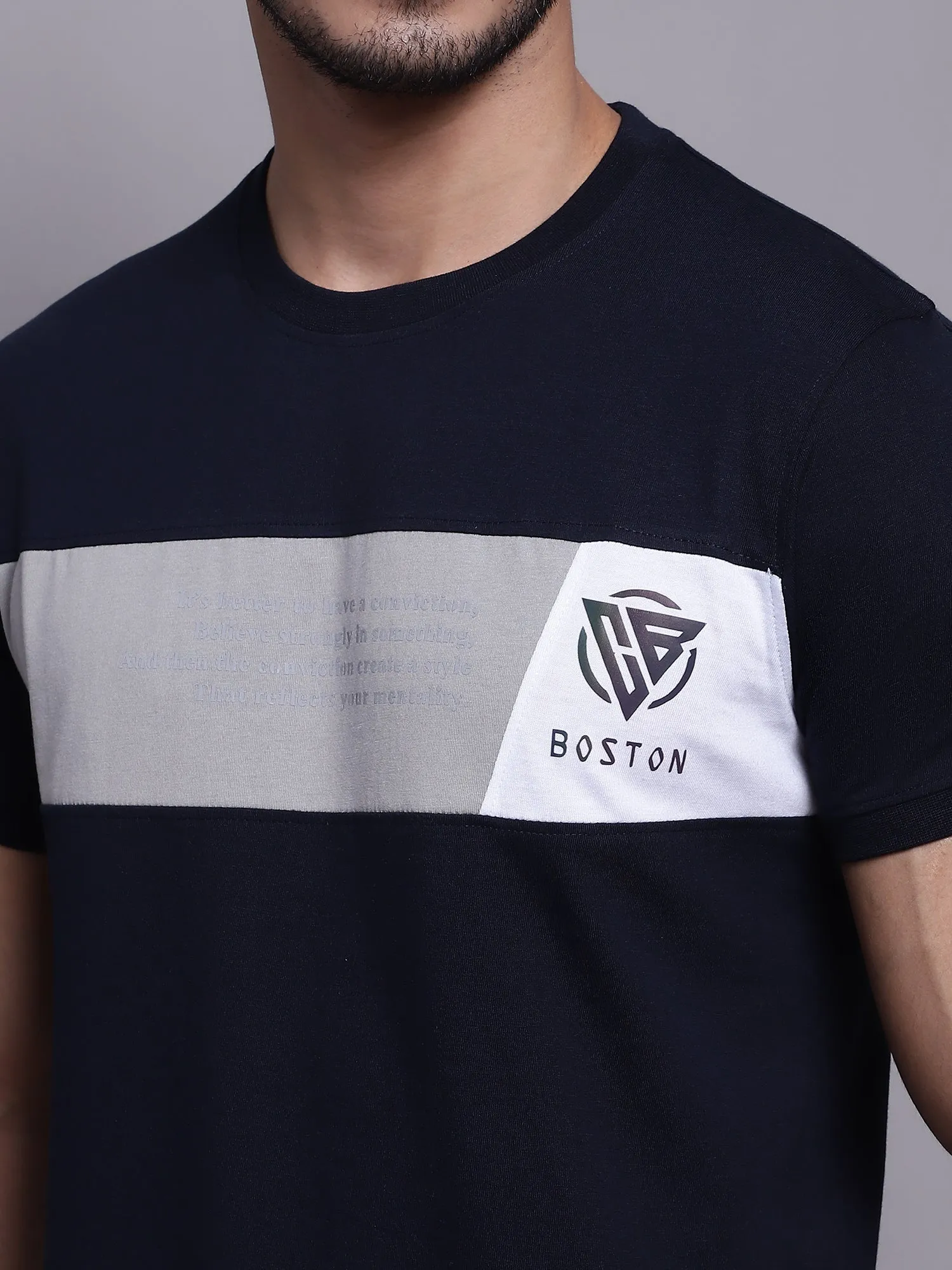 Men Casual Navy Blue T-Shirt