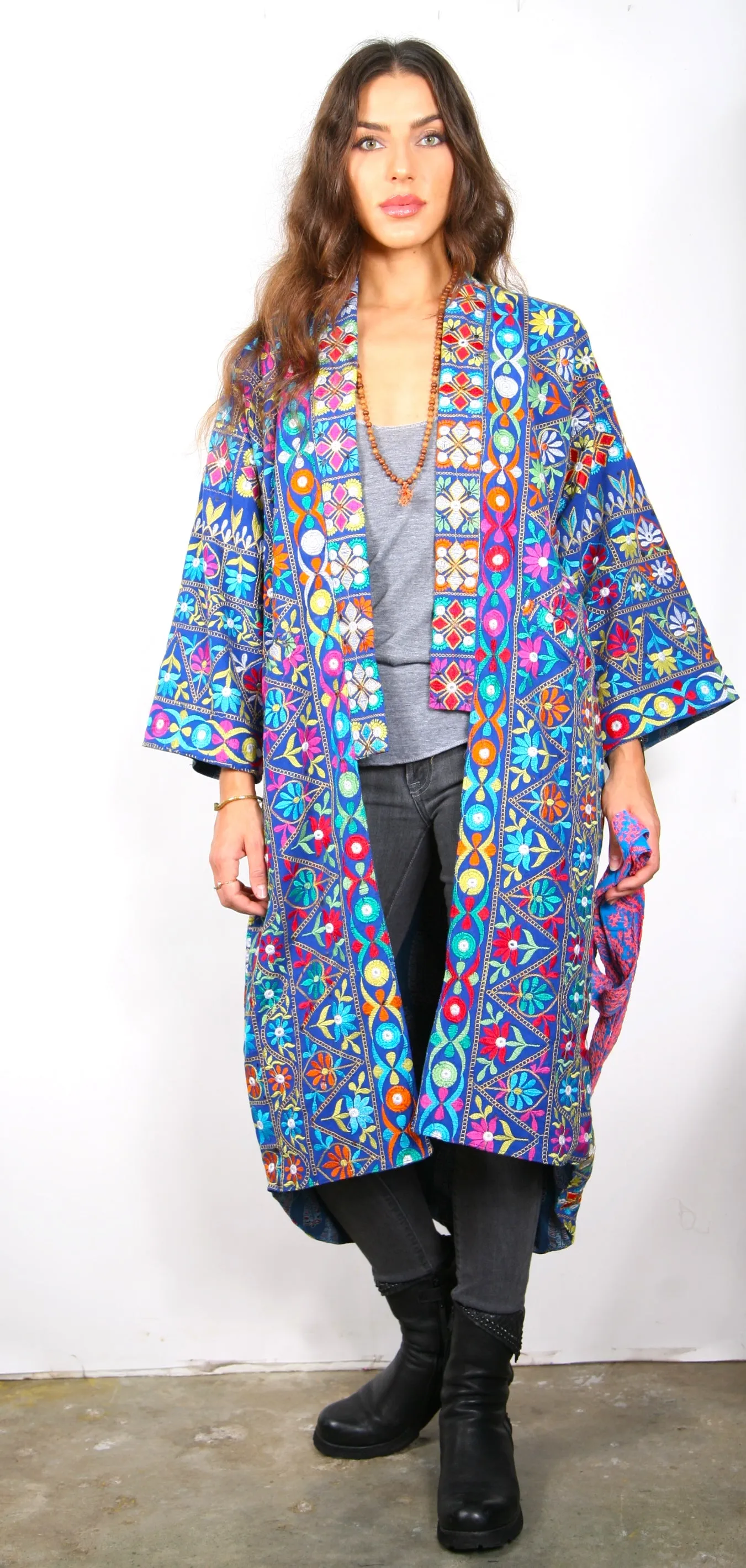 Mirrored/Blue - Vintage Kimono Coat