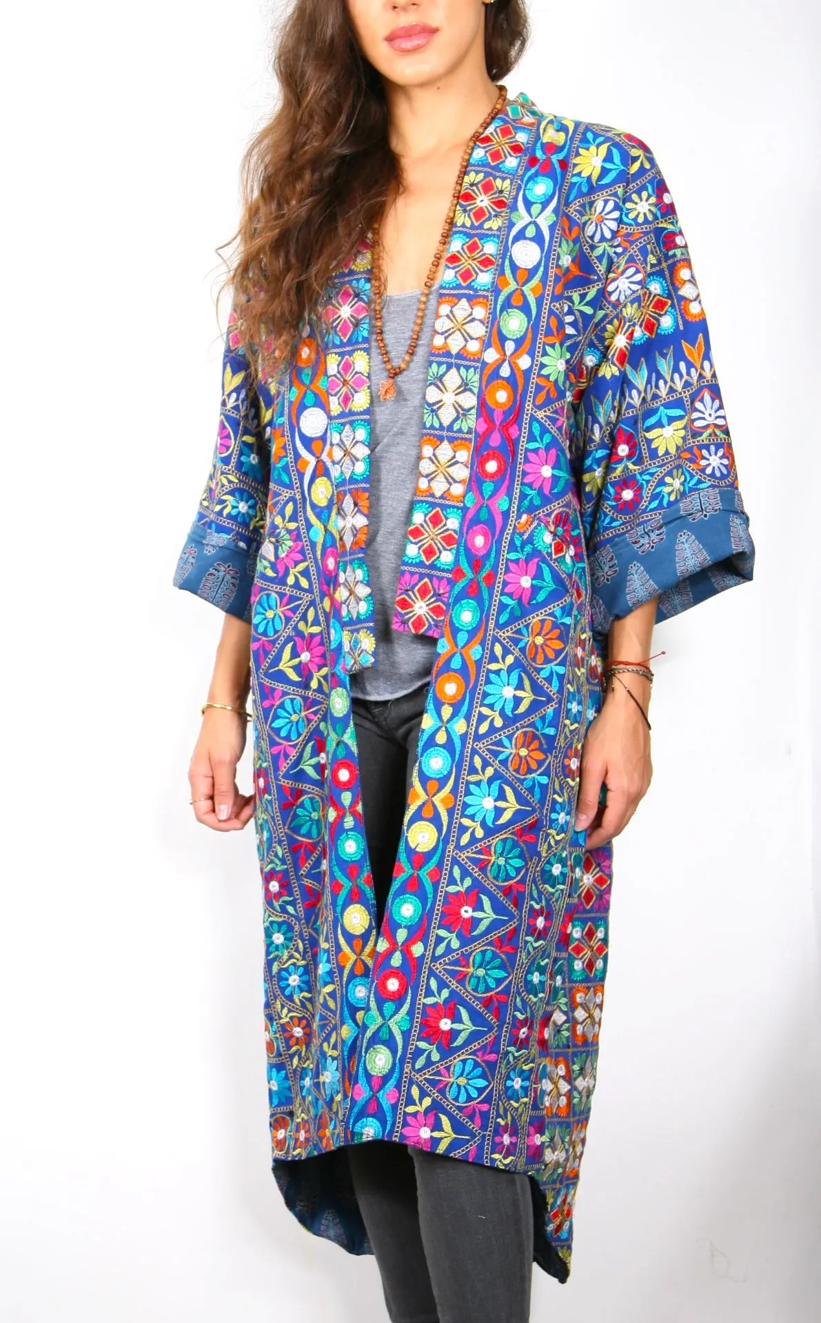 Mirrored/Blue - Vintage Kimono Coat