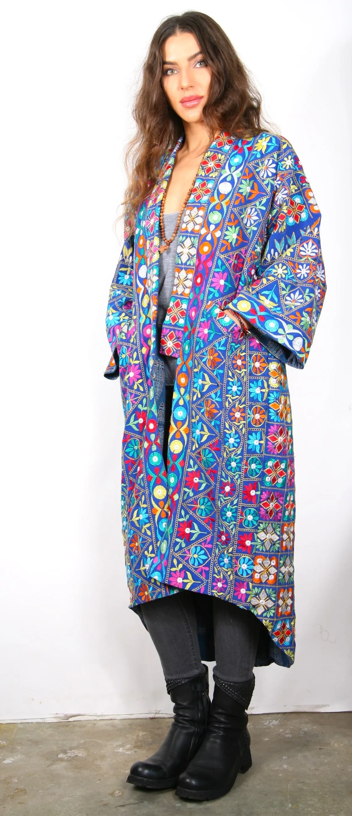 Mirrored/Blue - Vintage Kimono Coat