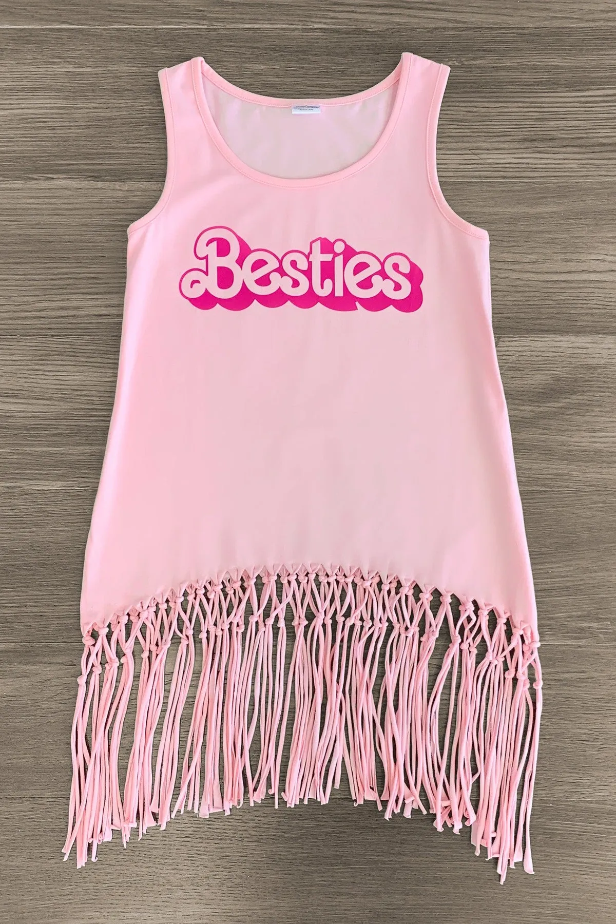 Mom & Me - "Besties" Pink Fringe Tank Top