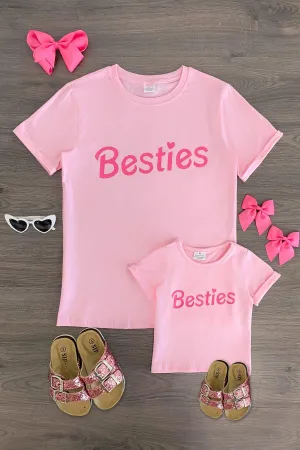 Mom & Me - "Besties" Pink Short Sleeve Top