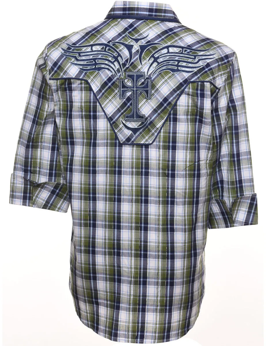 Multi-Colour Checked Western Shirt - S