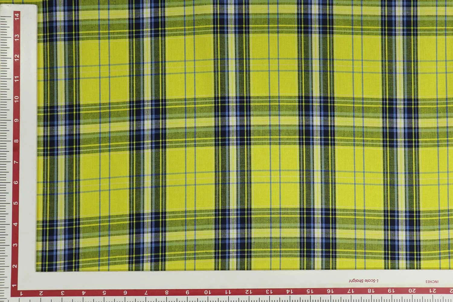 Neon Yellow & Black Checks Cotton Yarn Dyed Fabric