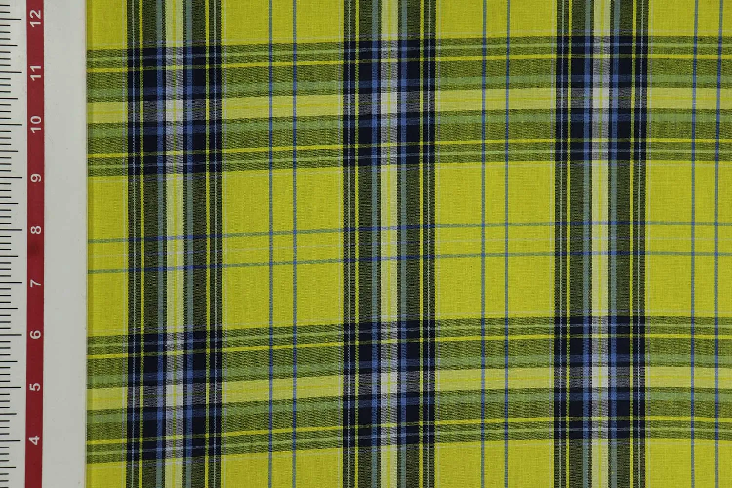 Neon Yellow & Black Checks Cotton Yarn Dyed Fabric