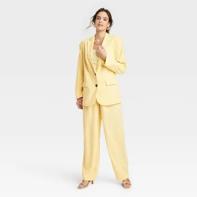 New - Women's Linen Spring Blazer - A New Day Yellow XS