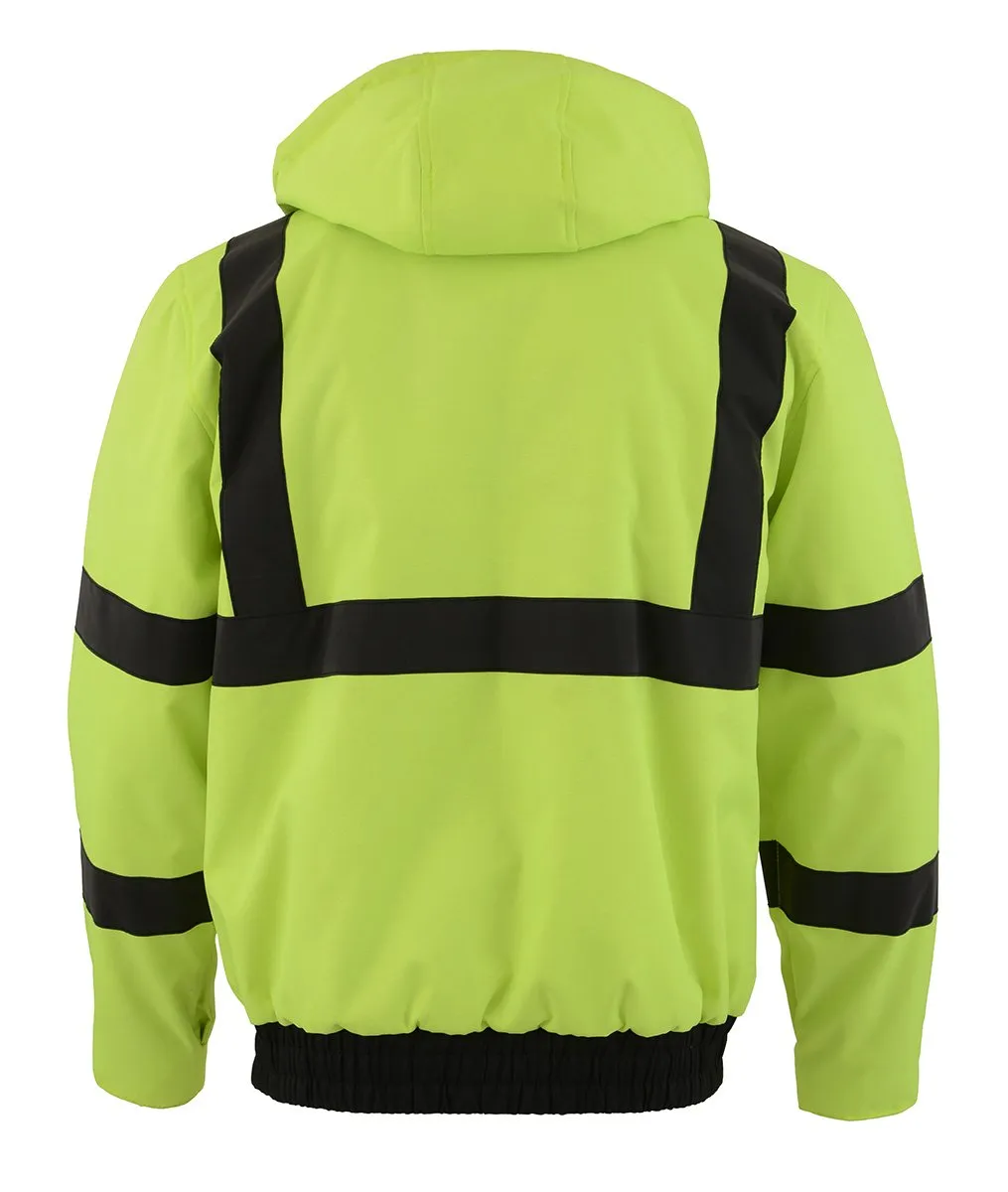 Nexgen Heat MPM1773SET Men's Heated High Visibility Work Hoodie, Neon Green Hi Vis Reflective Hoodie w/ Battery