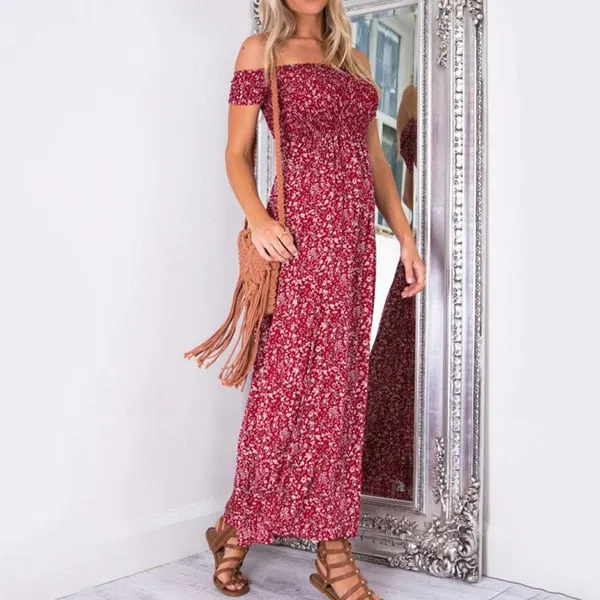 Off Shoulder Classic Boho Style Maxi