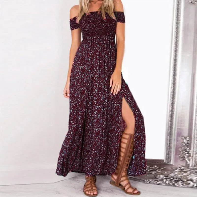 Off Shoulder Classic Boho Style Maxi