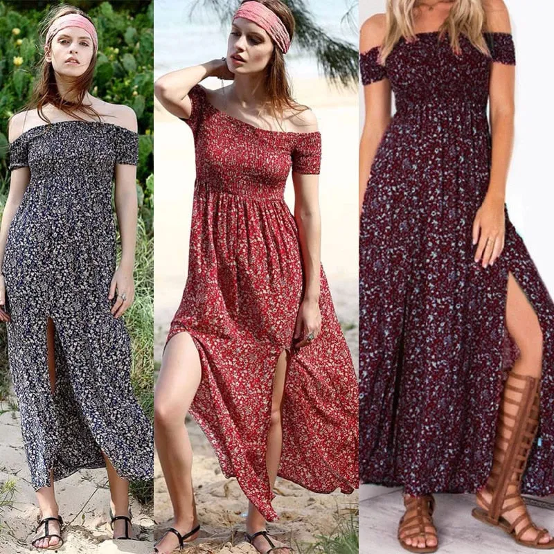 Off Shoulder Classic Boho Style Maxi