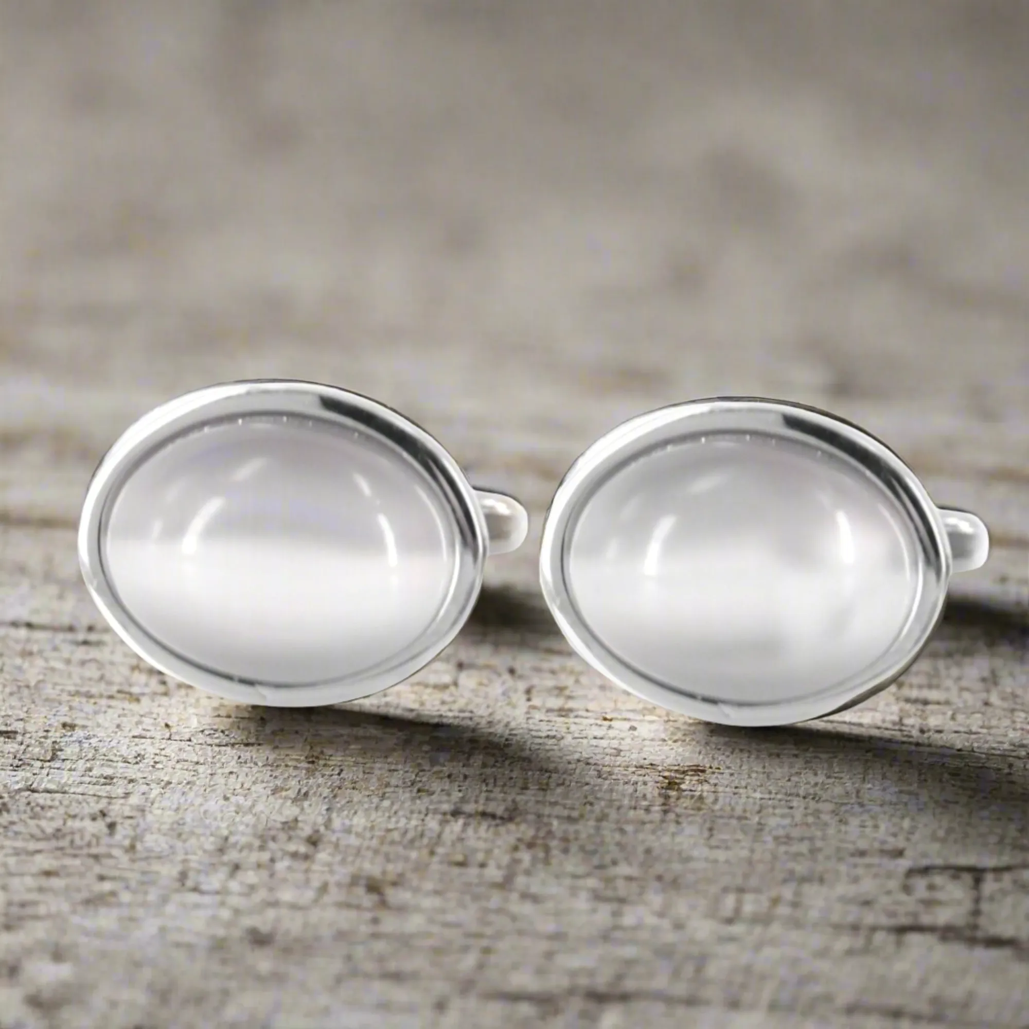 Oval Light Grey fiber optic Cufflinks (Online Exclusive)