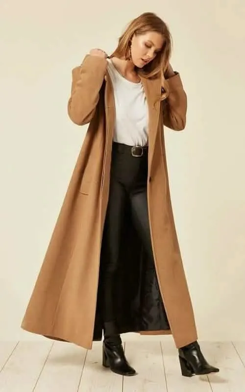 Oversized Elegant Hooded Wool-Cashmere Long Coat