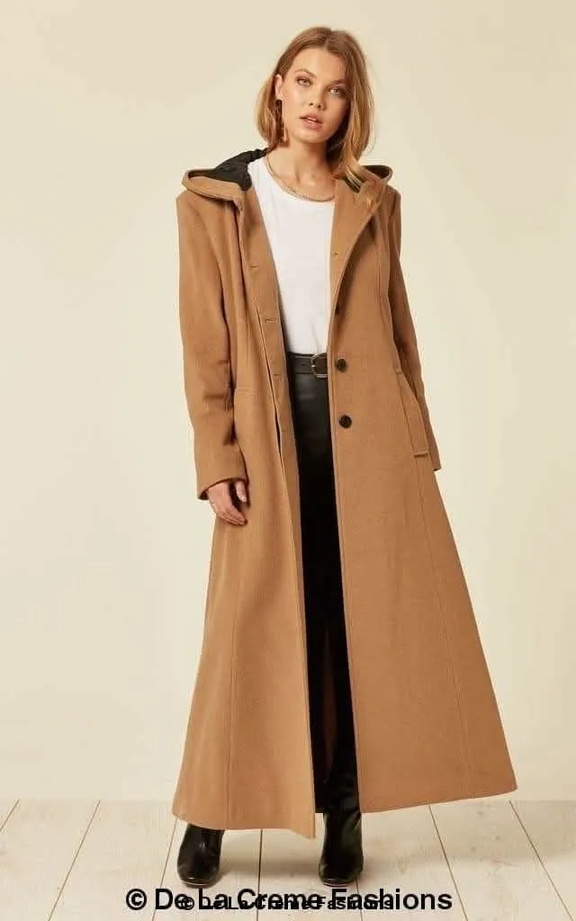 Oversized Elegant Hooded Wool-Cashmere Long Coat