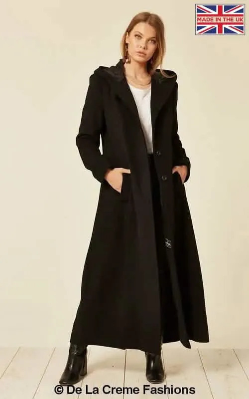 Oversized Elegant Hooded Wool-Cashmere Long Coat