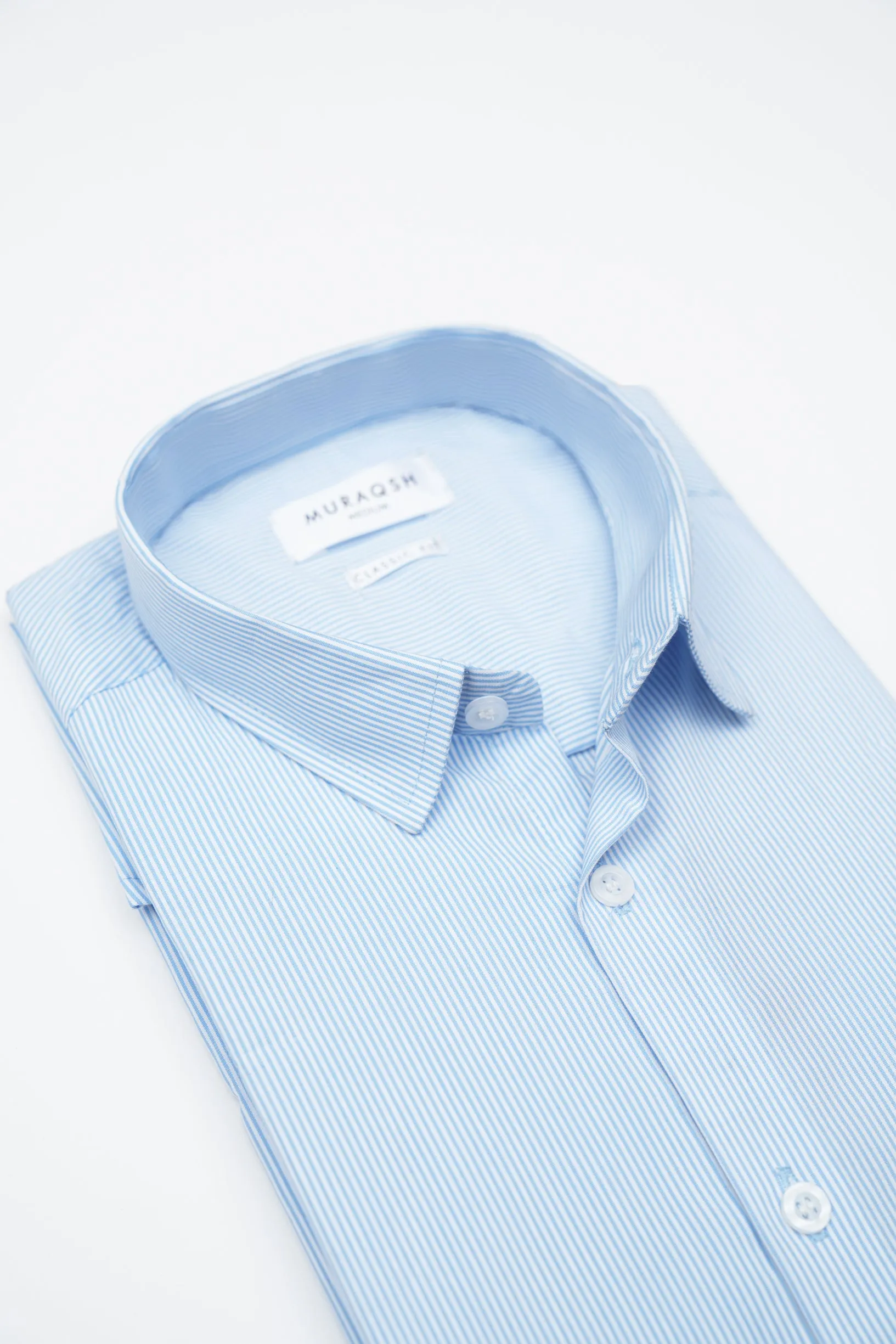 Pack of 2 Formal Shirts - Sky Blue Striped & Off White Textured