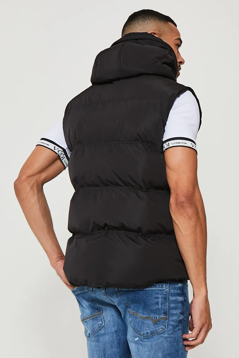 Palmerston Hooded Puffer Gilet - Black