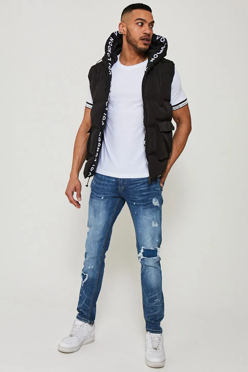 Palmerston Hooded Puffer Gilet - Black