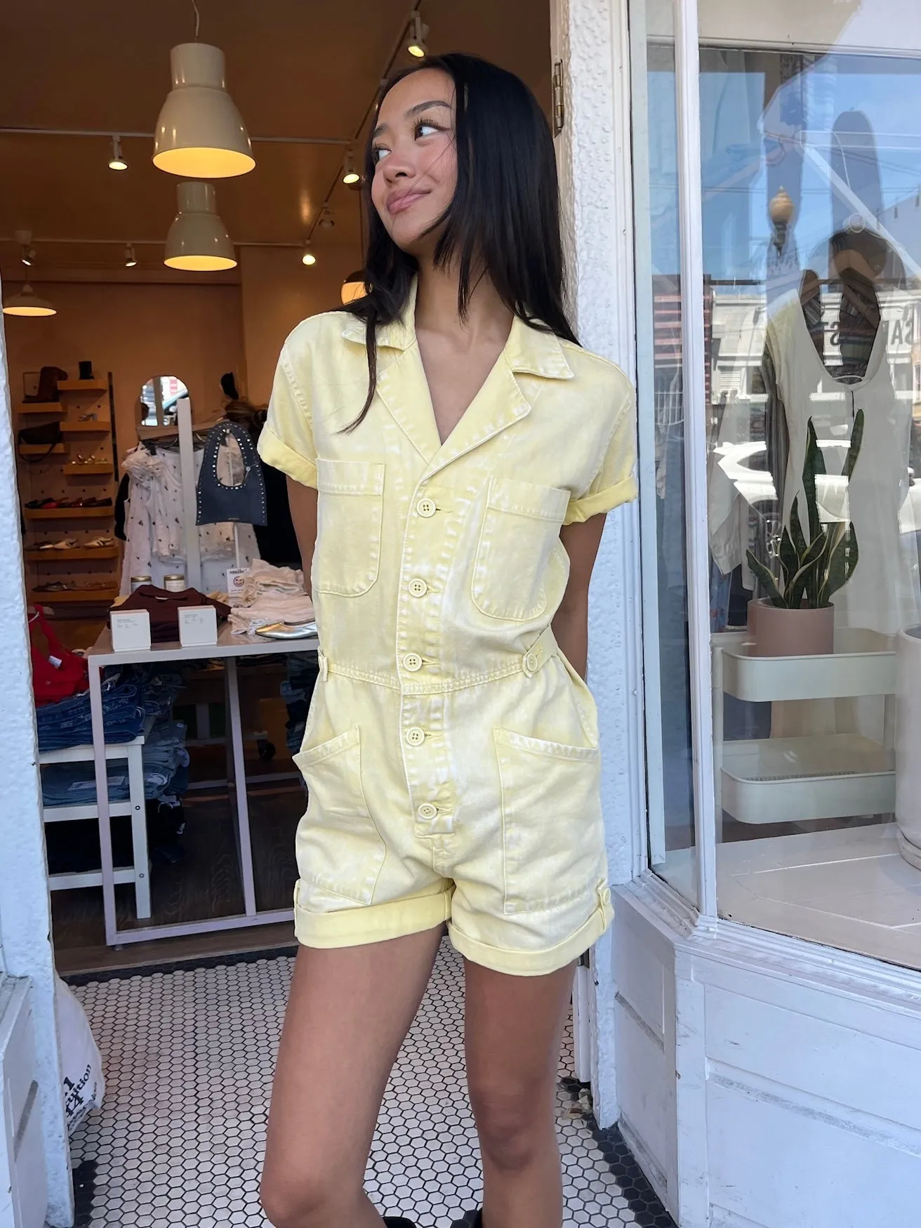 Parker Romper in Soft Honey Snow